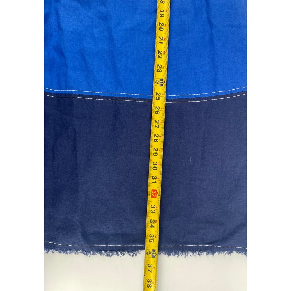 Tommy Bahama Shift Dress Med White Blue Colorblock Linen Fringe Hem Beach Boho - Picture 5 of 7